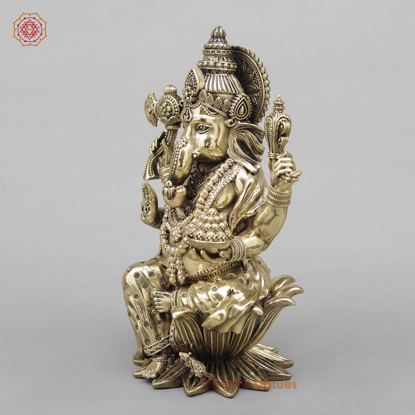 Brass Ganesh Seated Fine 10”