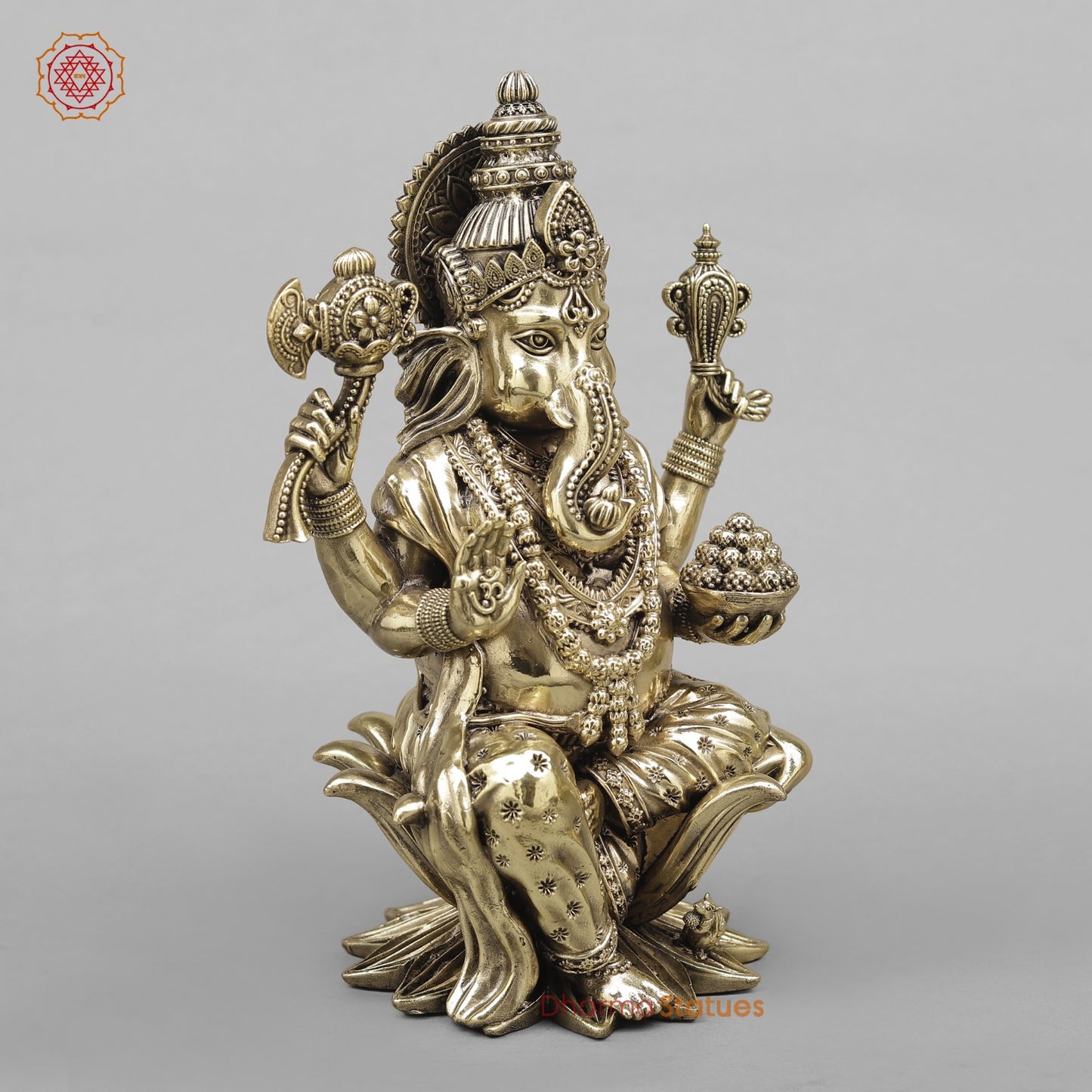 Brass Ganesh Seated Fine 10”