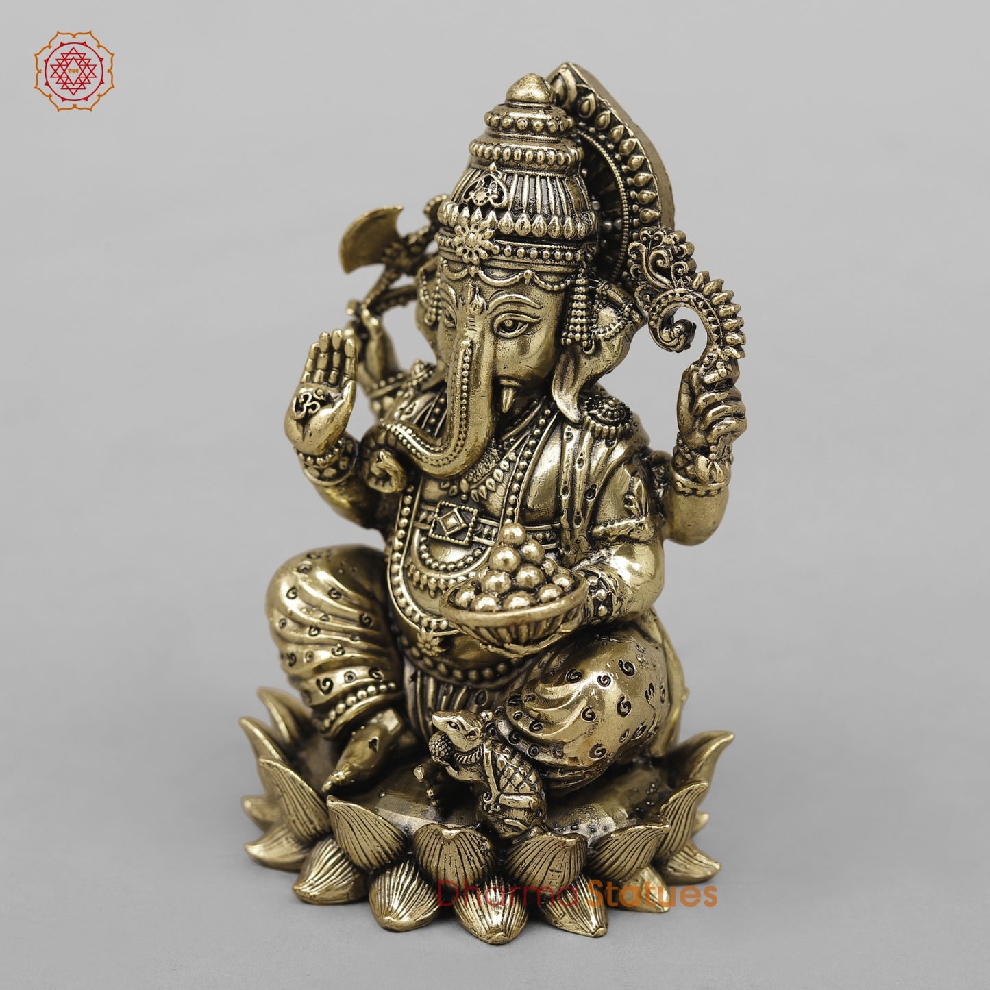 Brass Ganesh On lotus 5”
