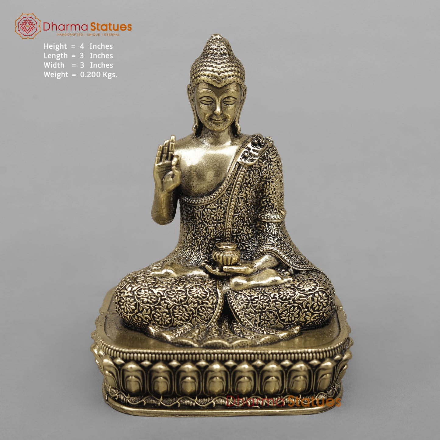 Brass Buddha Seated fine 4”