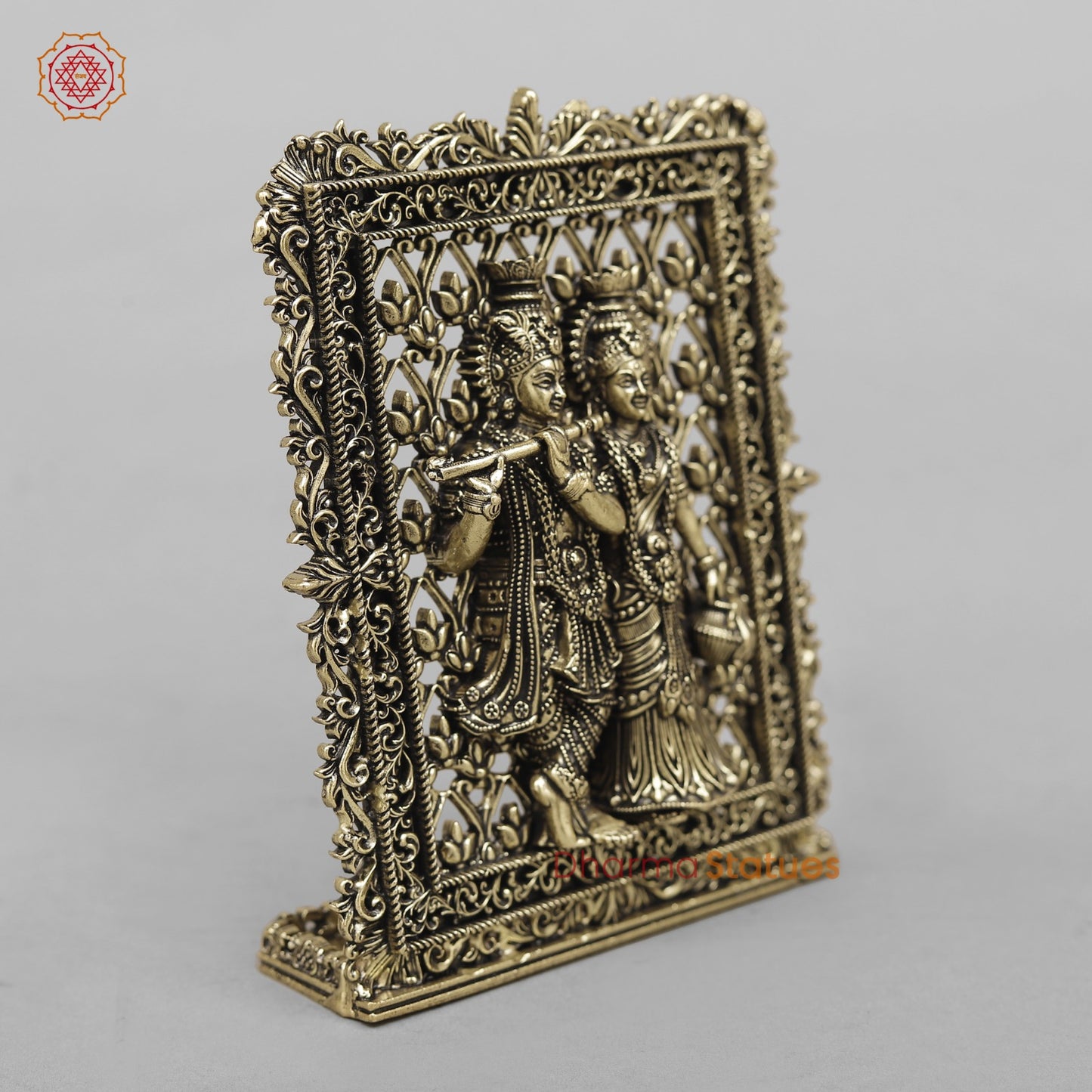 Brass Radha Krishna Frame Fine (Best for Car Dashboard) 5”