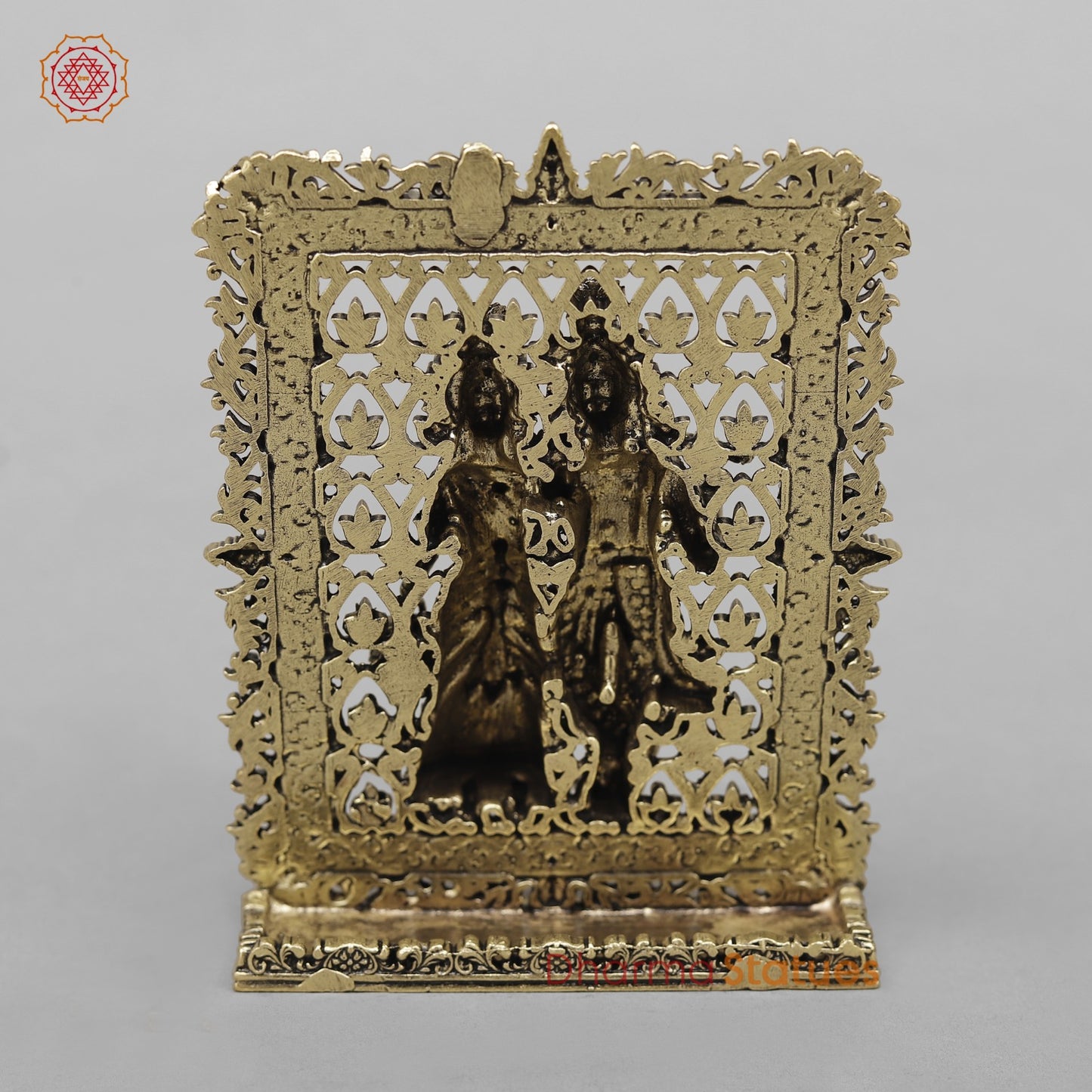 Brass Radha Krishna Frame Fine (Best for Car Dashboard) 5”