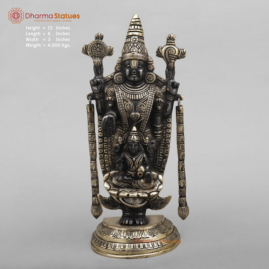 Brass Tirupati Balaji Fine, Black finish 13”