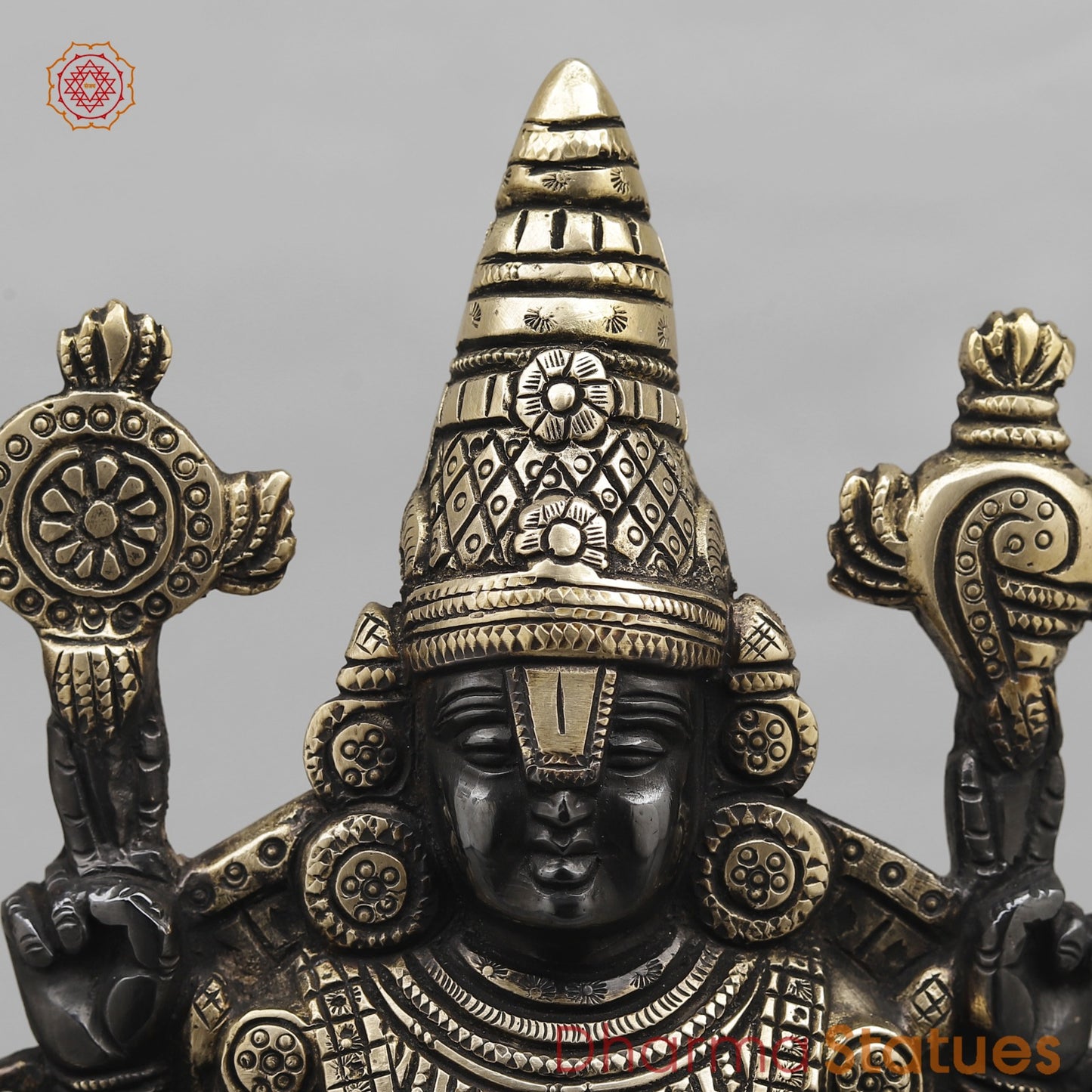 Brass Tirupati Balaji Fine, Black finish 13”