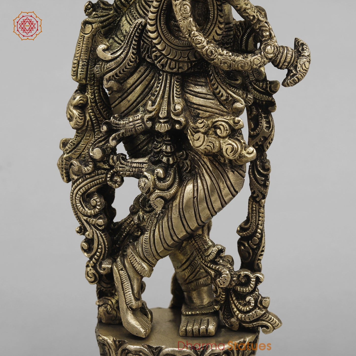 Brass Krishna Standing Fine, Smooth Finish 14”