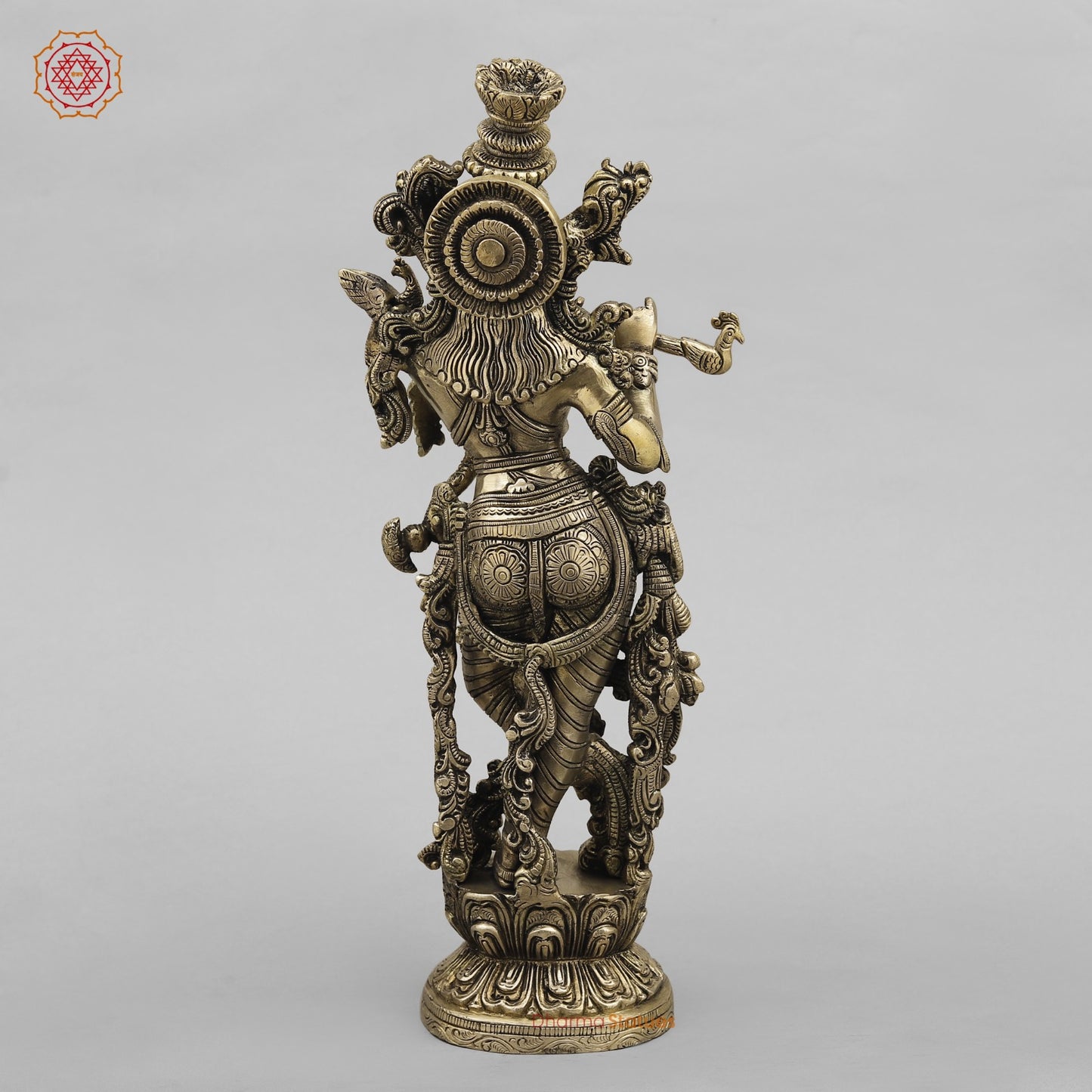 Brass Krishna Standing Fine, Smooth Finish 14”