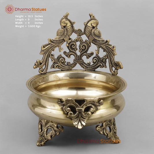 Brass Peacock Urli Fine, Smooth Finish 10.5”