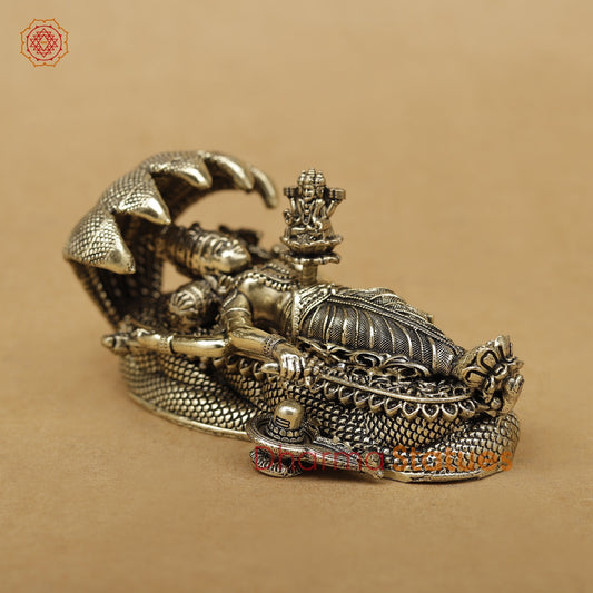 Brass Vishnu Resting With Brahma Fine 4”