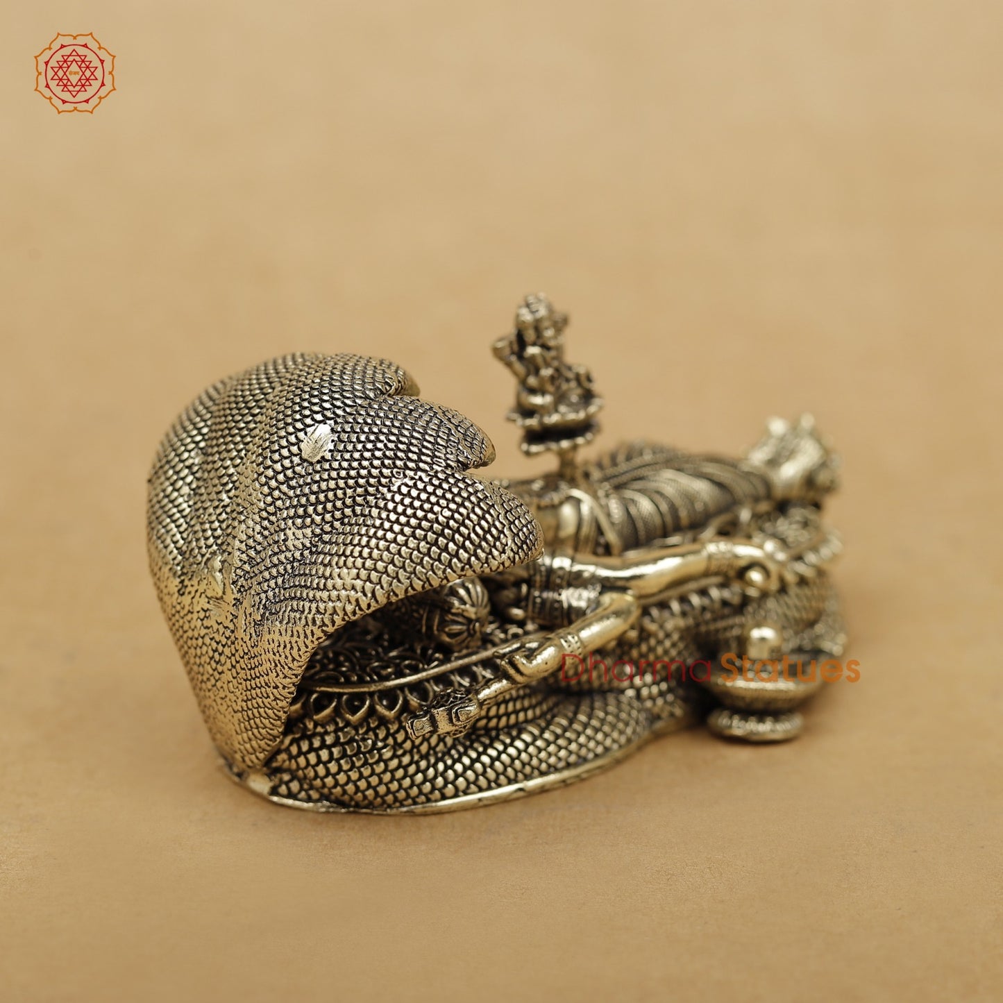 Brass Vishnu Resting With Brahma Fine 4”