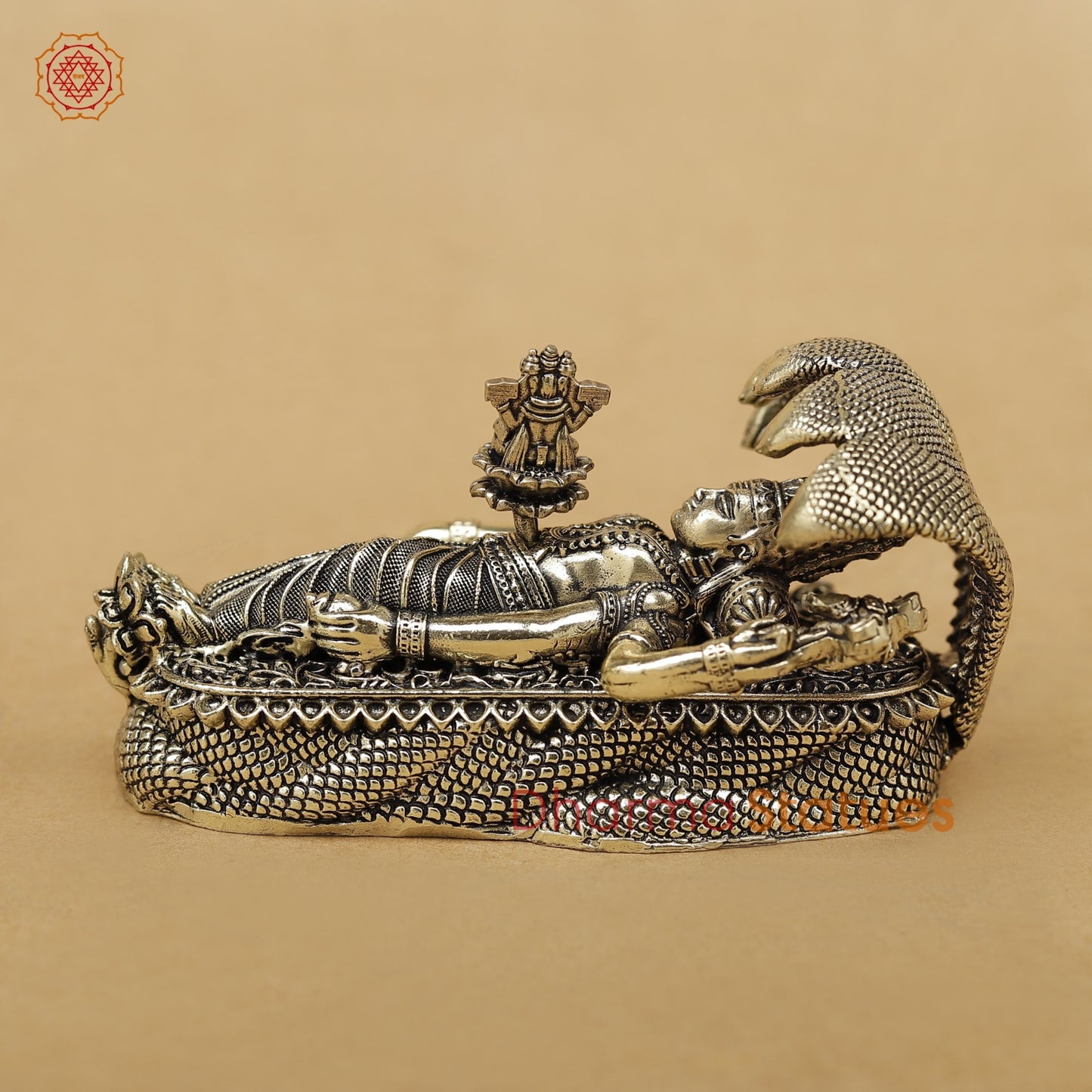 Brass Vishnu Resting With Brahma Fine 4”