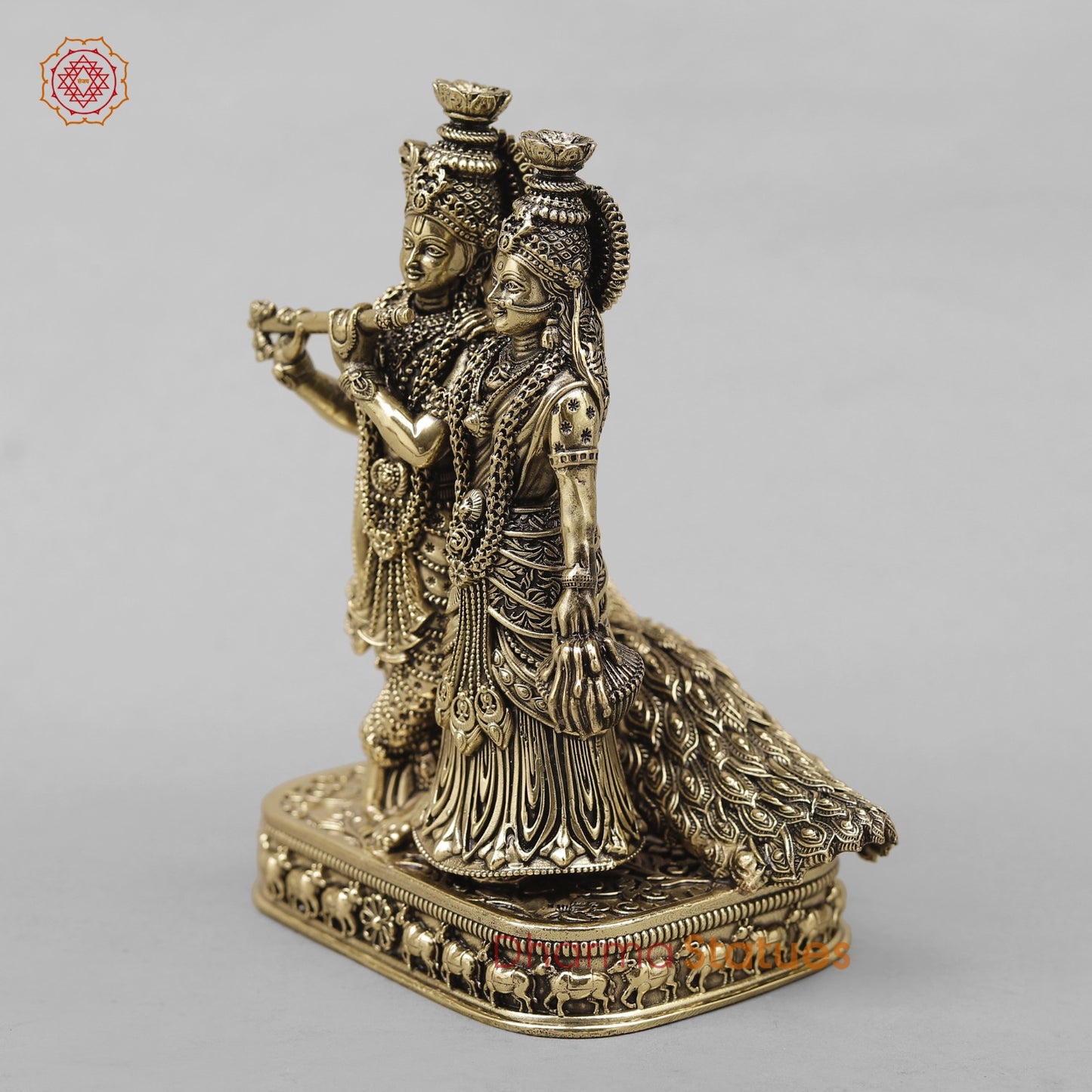 Brass Radha krishna Fine With Peacock 6”
