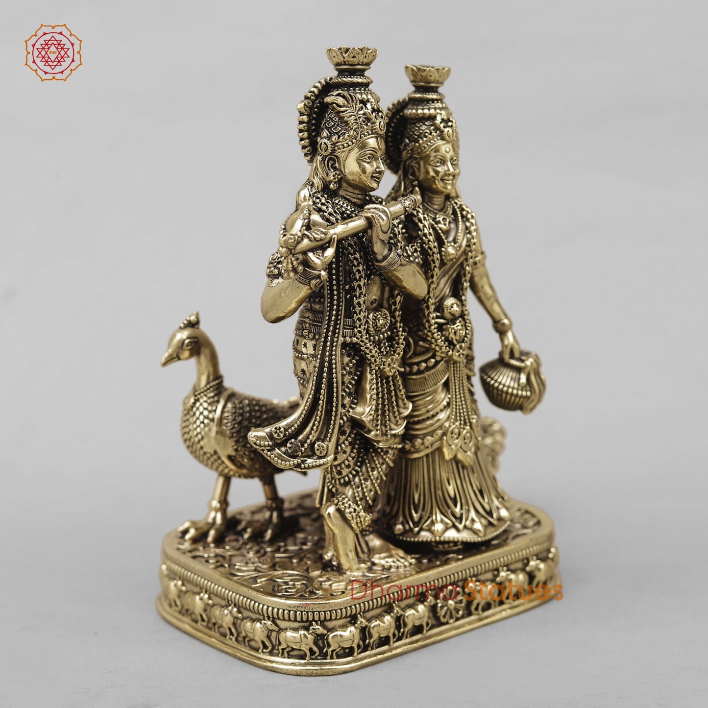 Brass Radha krishna Fine With Peacock 6”