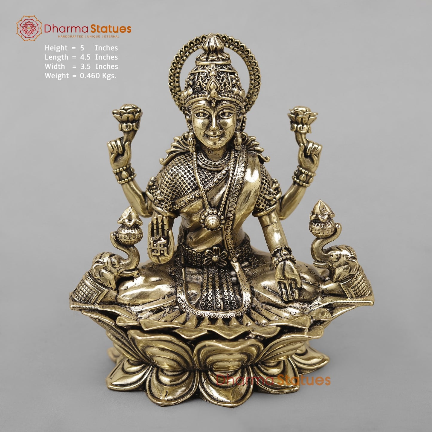 Brass Gaj Lakshmi Fine 5”