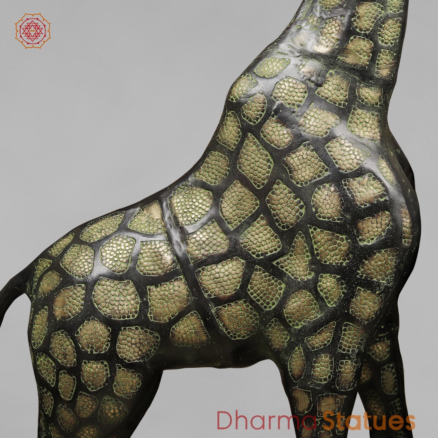 Brass Giraffe Standing Large, Black Green Finish 52” (Garden Friendly)