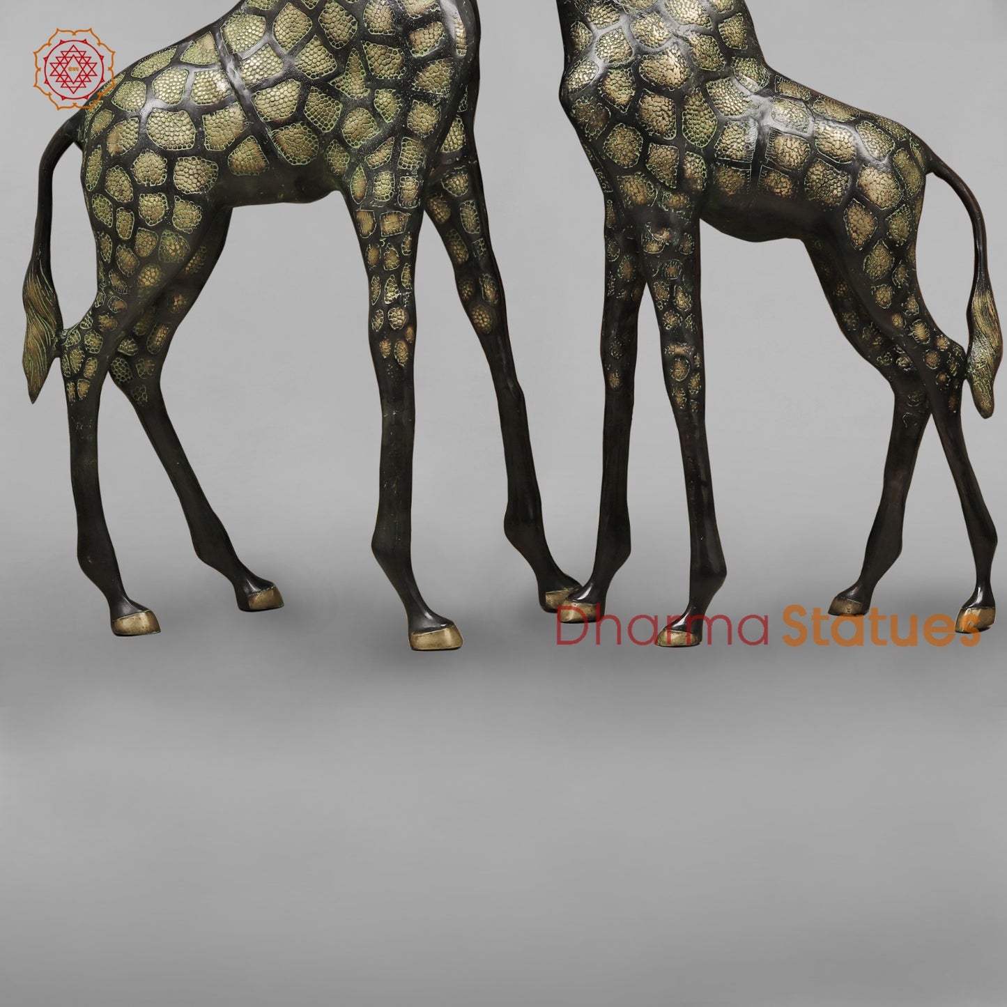 Brass Giraffe Standing Large, Black Green Finish 52” (Garden Friendly)