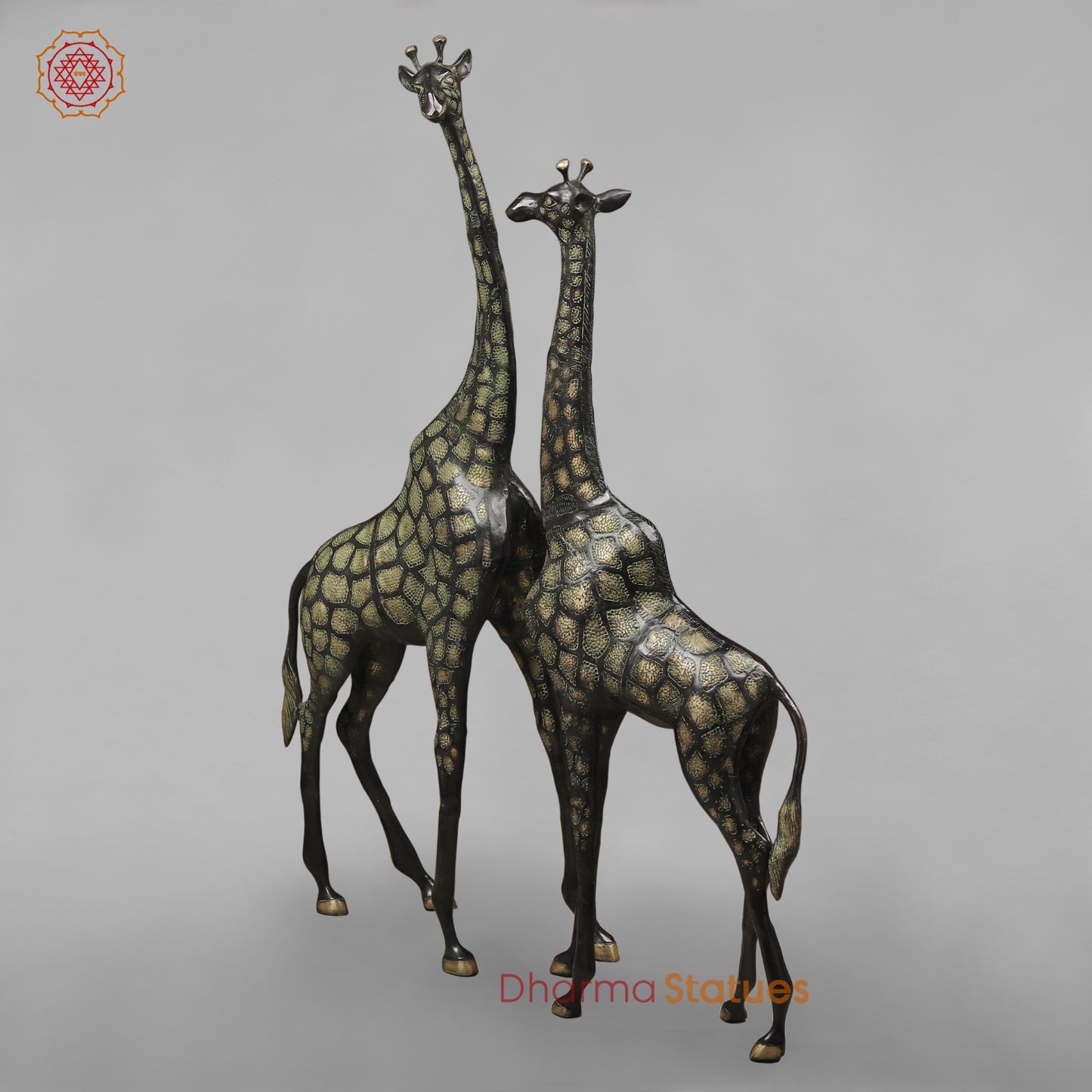 Brass Giraffe Standing Large, Black Green Finish 52” (Garden Friendly)