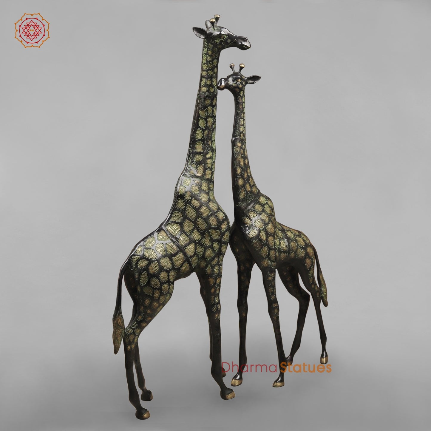 Brass Giraffe Standing Large, Black Green Finish 52” (Garden Friendly)