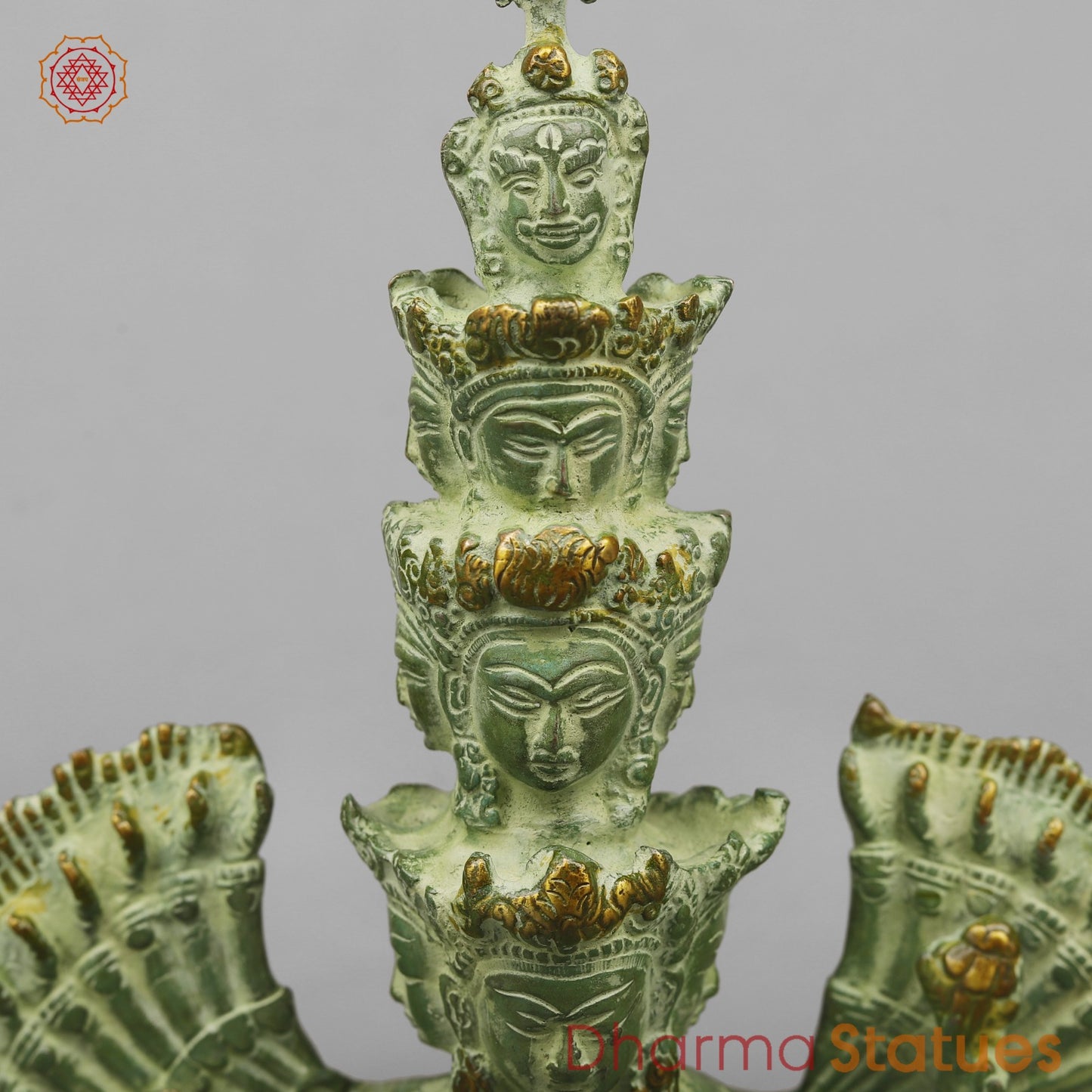 Brass Lokeshwar Seated Fine, Green Leaf Finish 12.5”