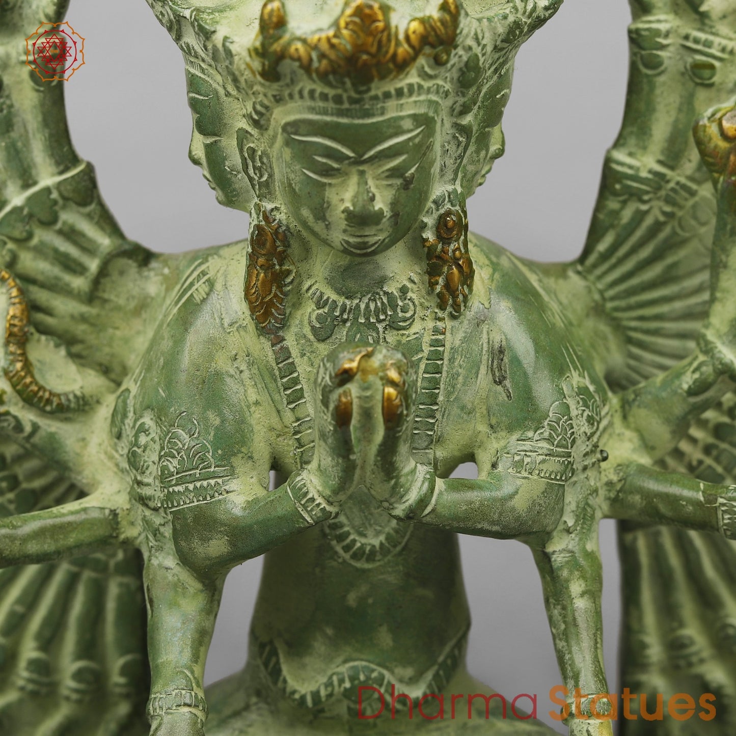 Brass Lokeshwar Seated Fine, Green Leaf Finish 12.5”