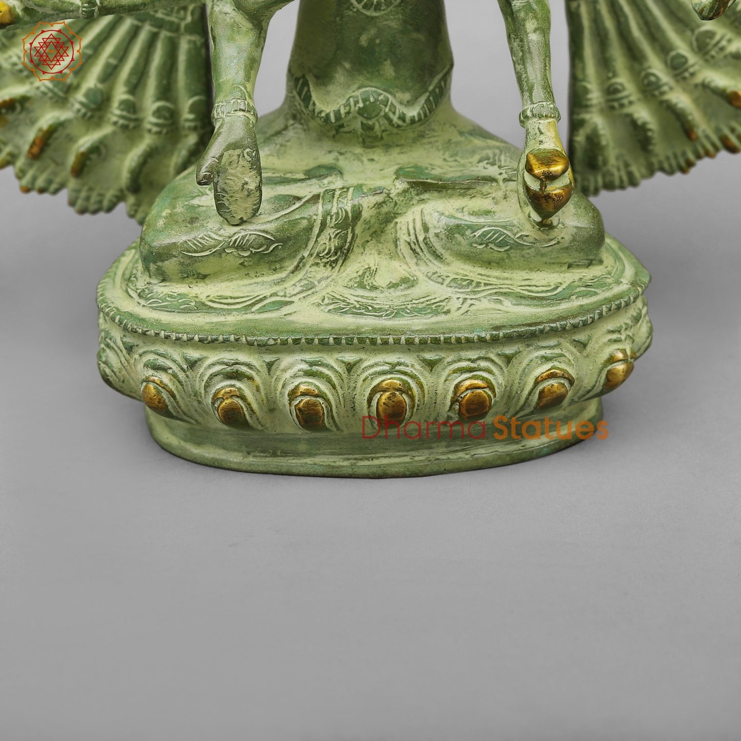 Brass Lokeshwar Seated Fine, Green Leaf Finish 12.5”