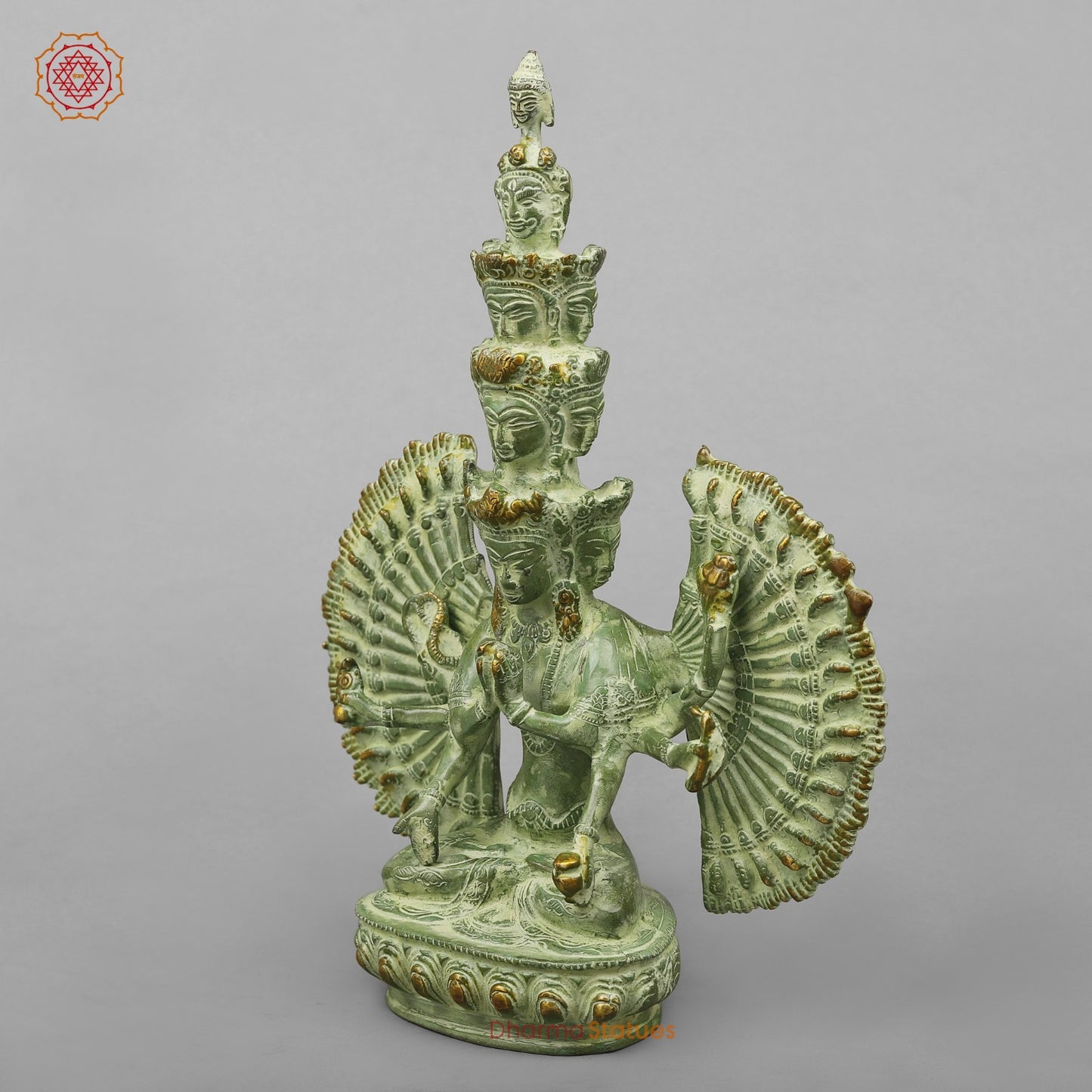 Brass Lokeshwar Seated Fine, Green Leaf Finish 12.5”