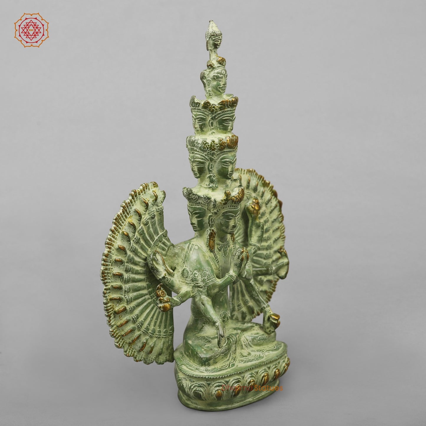 Brass Lokeshwar Seated Fine, Green Leaf Finish 12.5”