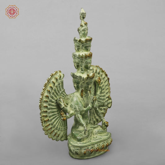 Brass Lokeshwar Seated Fine, Green Leaf Finish 12.5”