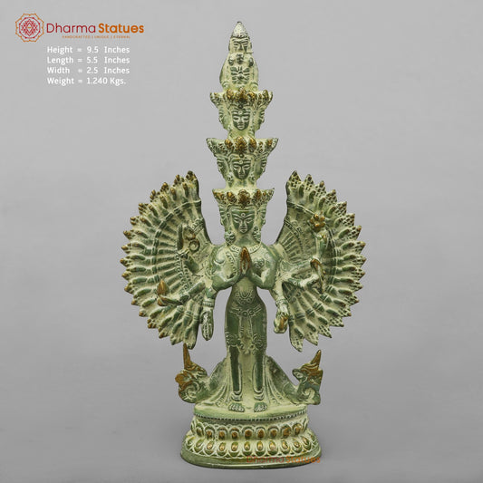 Brass Lokeshwar Standing Fine, Green Leaf Finish 9.5”