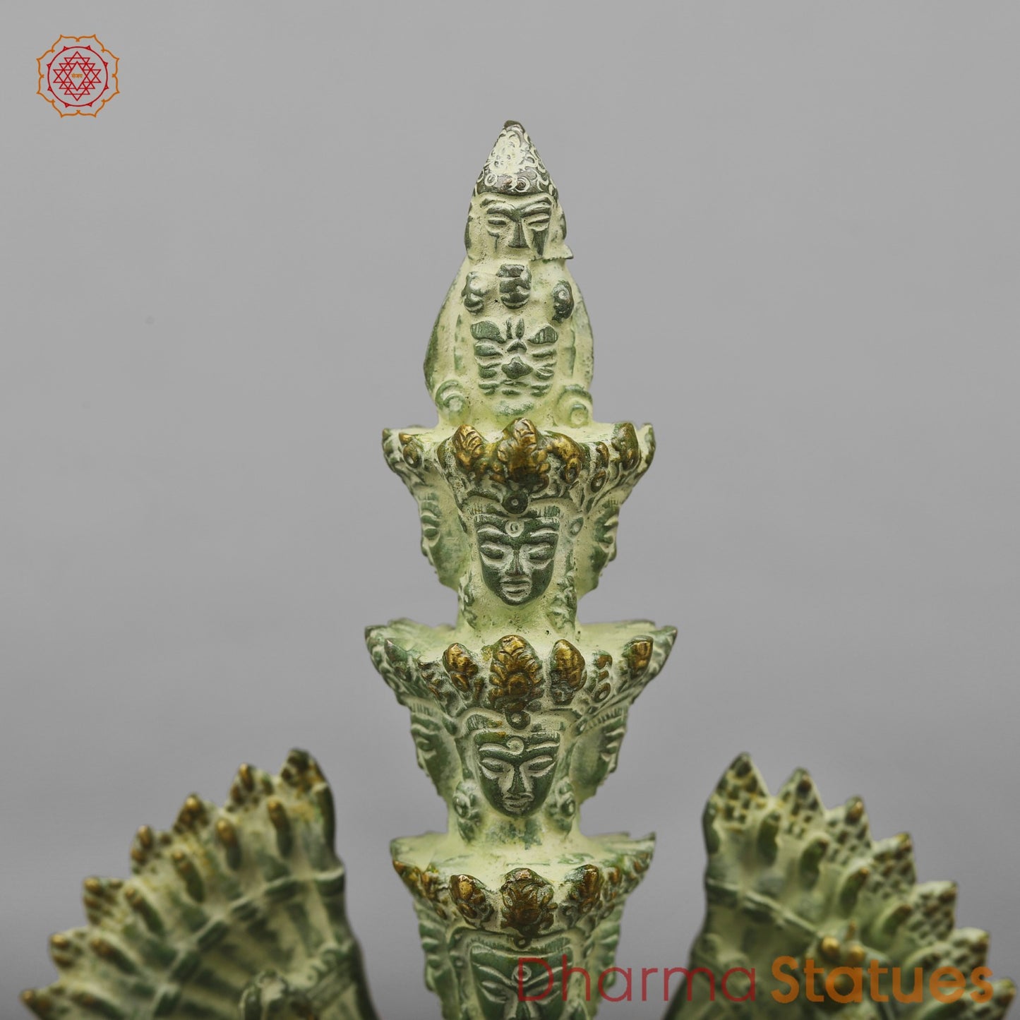 Brass Lokeshwar Standing Fine, Green Leaf Finish 9.5”