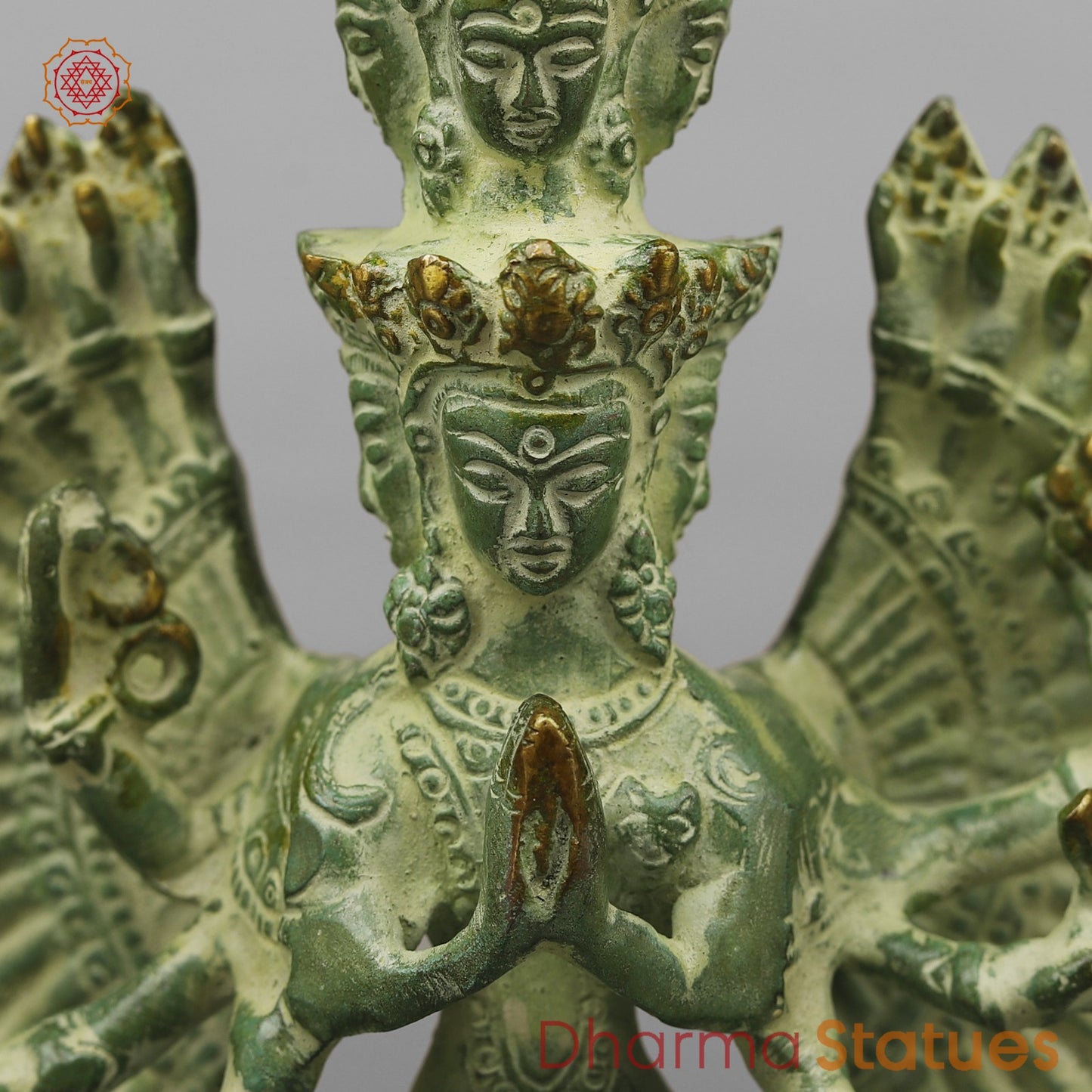 Brass Lokeshwar Standing Fine, Green Leaf Finish 9.5”