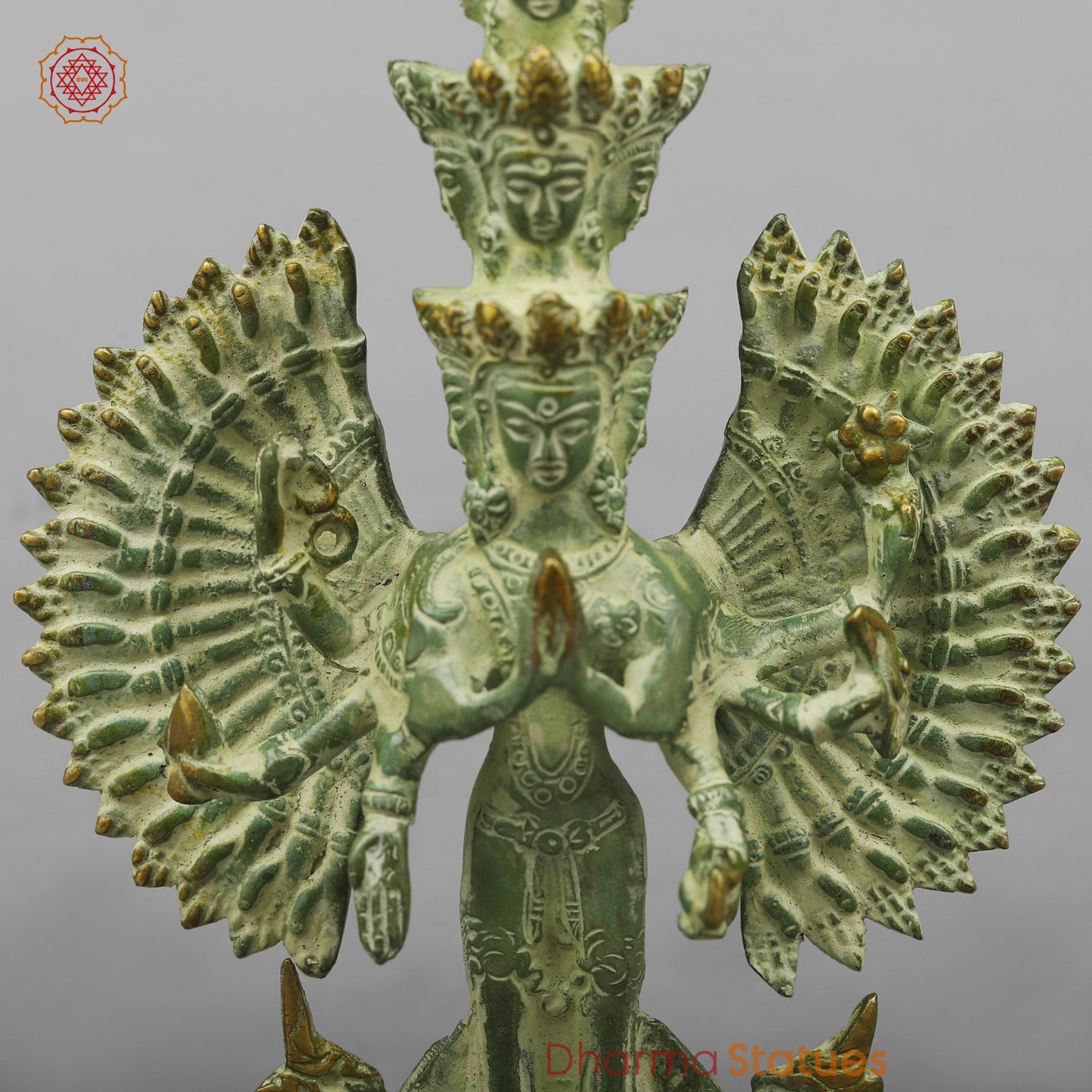 Brass Lokeshwar Standing Fine, Green Leaf Finish 9.5”