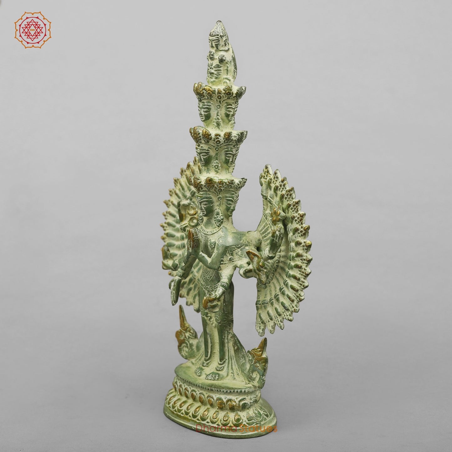 Brass Lokeshwar Standing Fine, Green Leaf Finish 9.5”