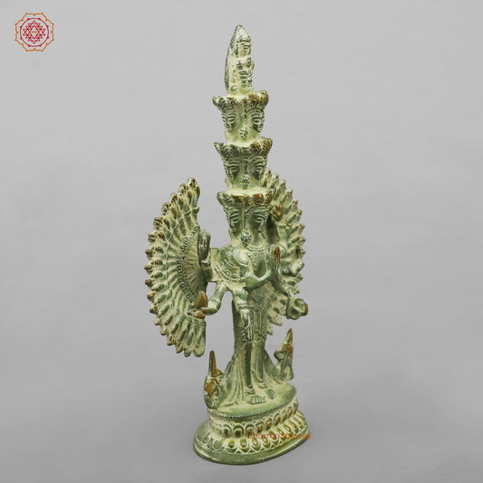Brass Lokeshwar Standing Fine, Green Leaf Finish 9.5”