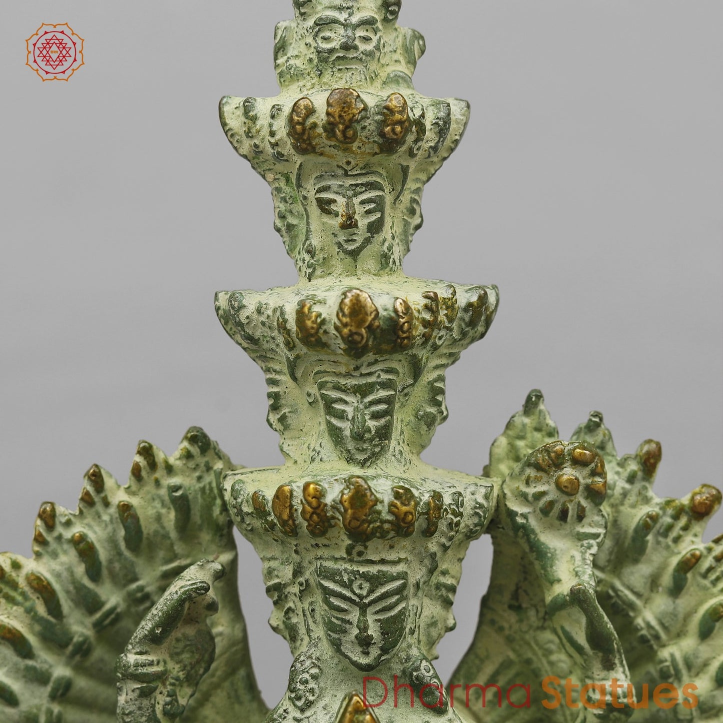 Brass Lokeshwar Seated Fine, Green Leaf Finish 7.5”