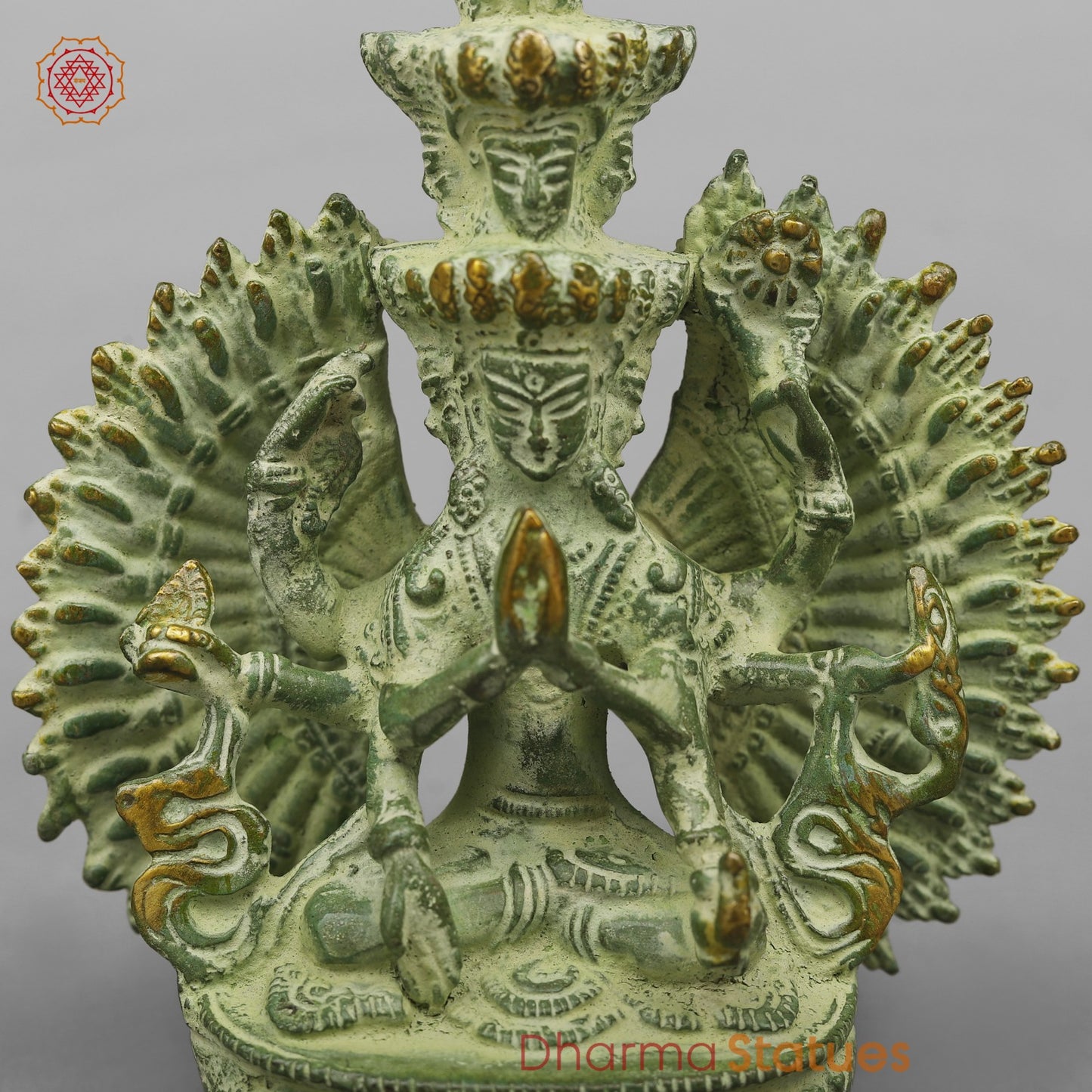 Brass Lokeshwar Seated Fine, Green Leaf Finish 7.5”