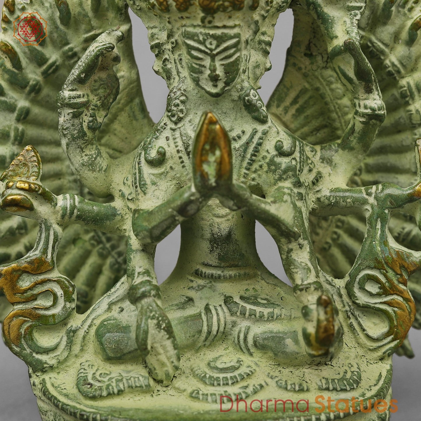 Brass Lokeshwar Seated Fine, Green Leaf Finish 7.5”