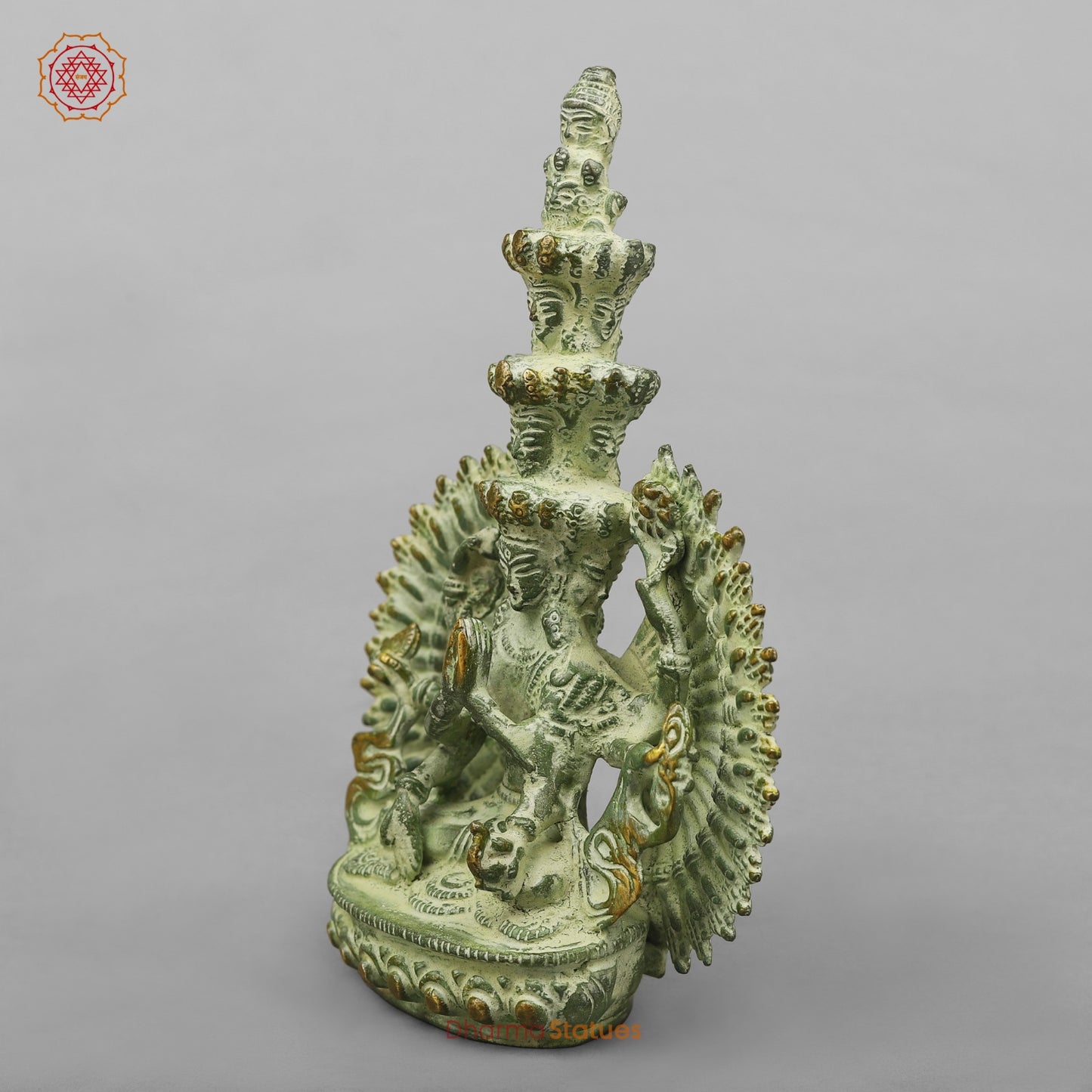 Brass Lokeshwar Seated Fine, Green Leaf Finish 7.5”