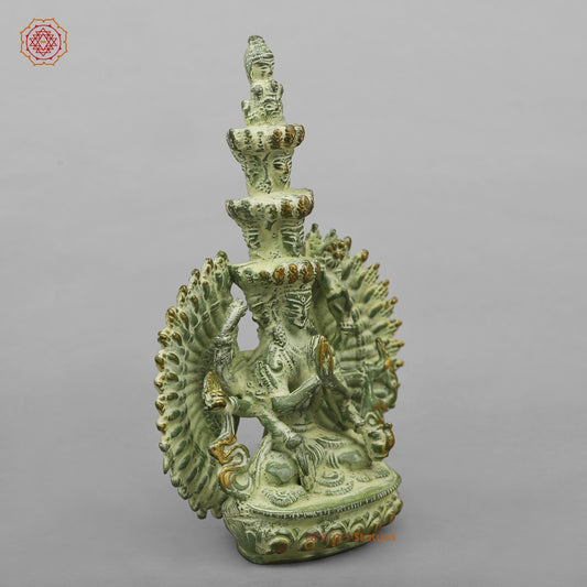 Brass Lokeshwar Seated Fine, Green Leaf Finish 7.5”