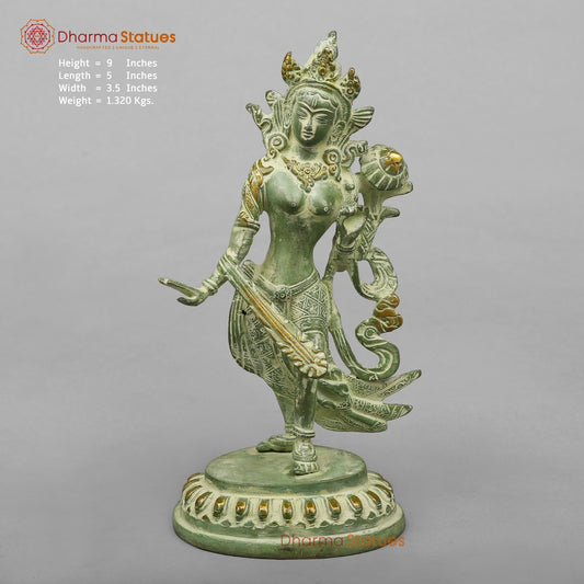 Brass Green Tara Standing Fine, Green Leaf Finish 9”