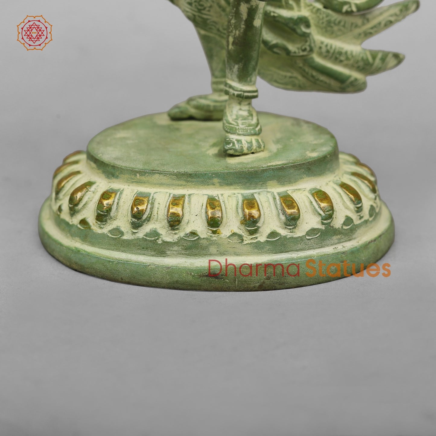 Brass Green Tara Standing Fine, Green Leaf Finish 9”