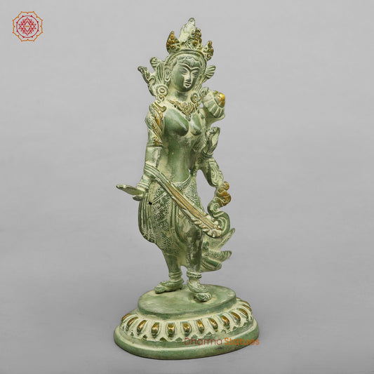 Brass Green Tara Standing Fine, Green Leaf Finish 9”