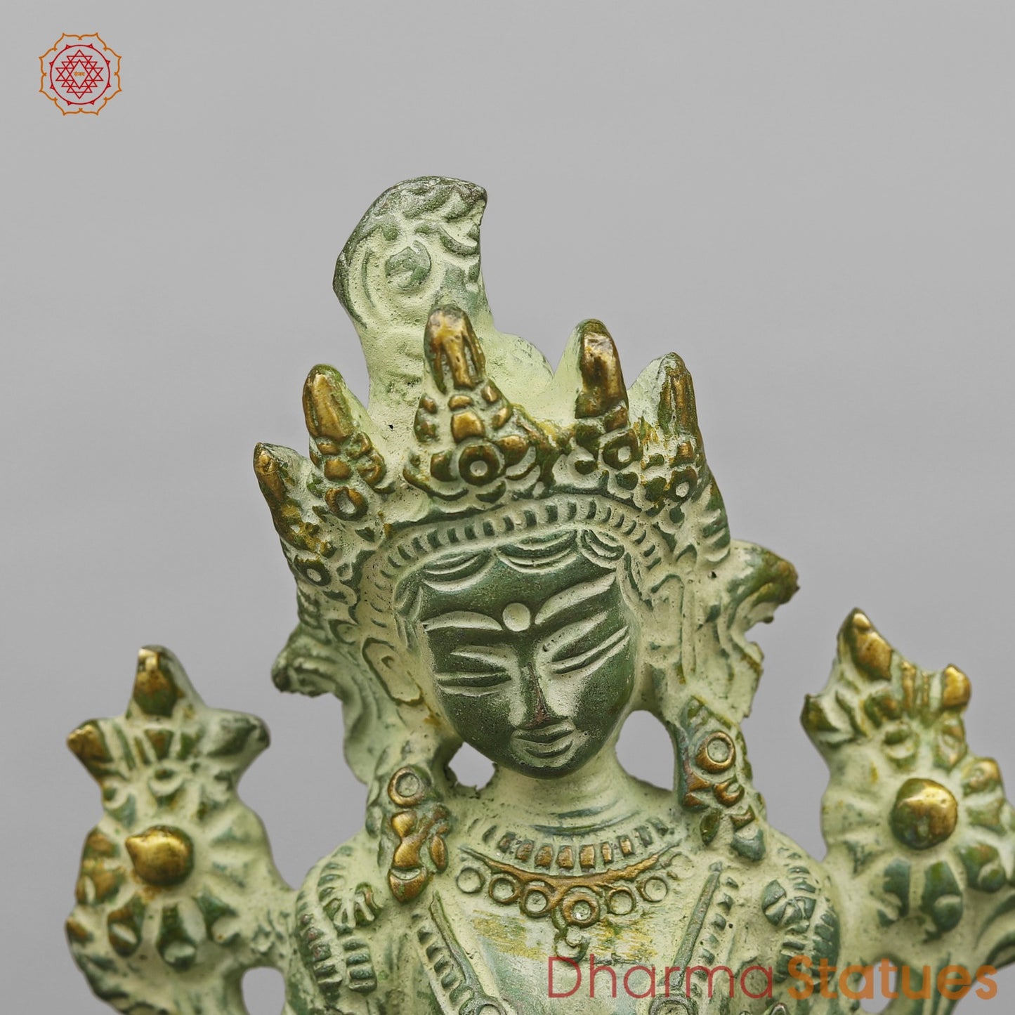 Brass Green Tara Seated, Green Patina finish 6”