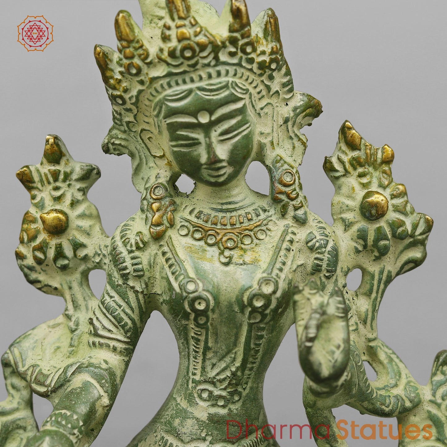 Brass Green Tara Seated, Green Patina finish 6”