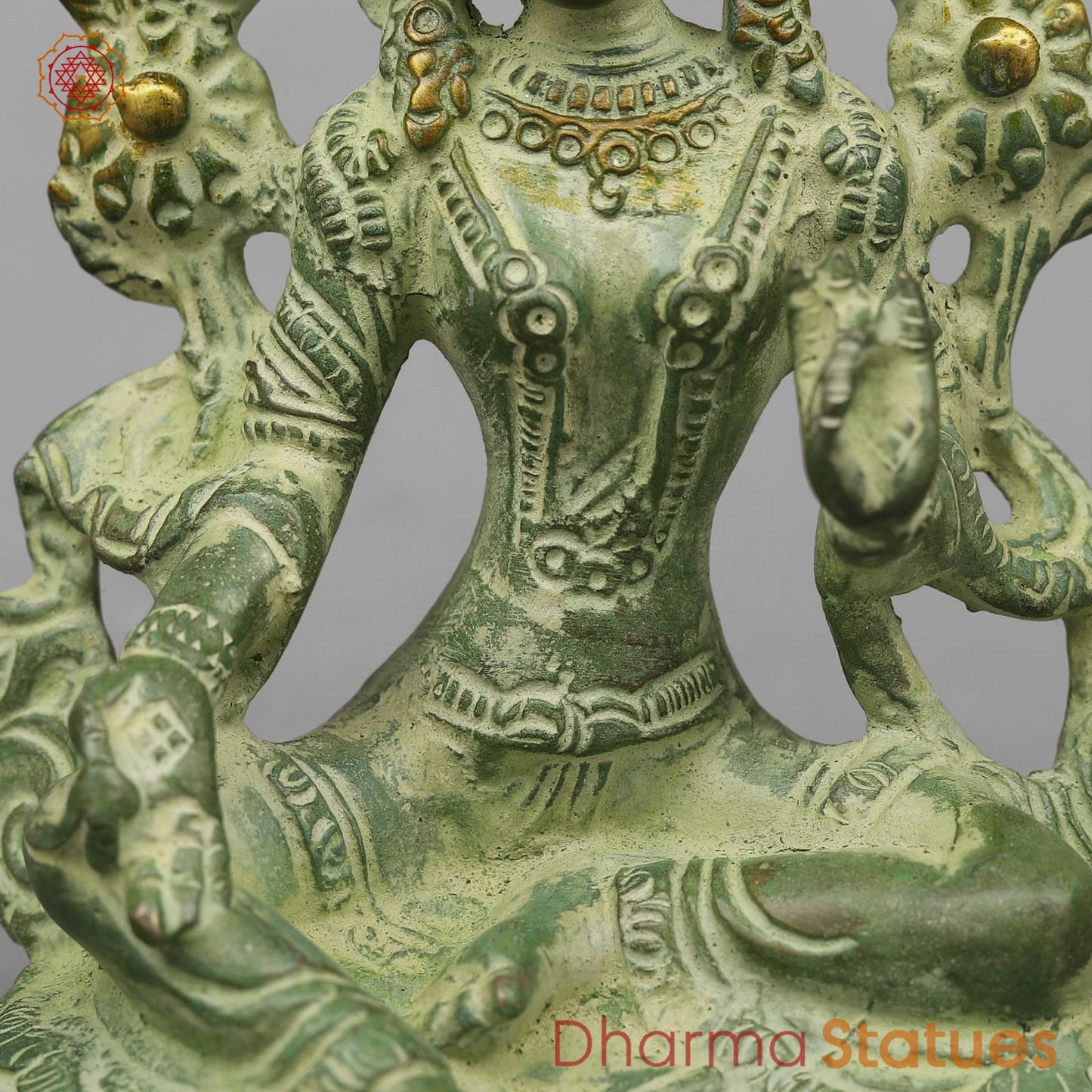Brass Green Tara Seated, Green Patina finish 6”