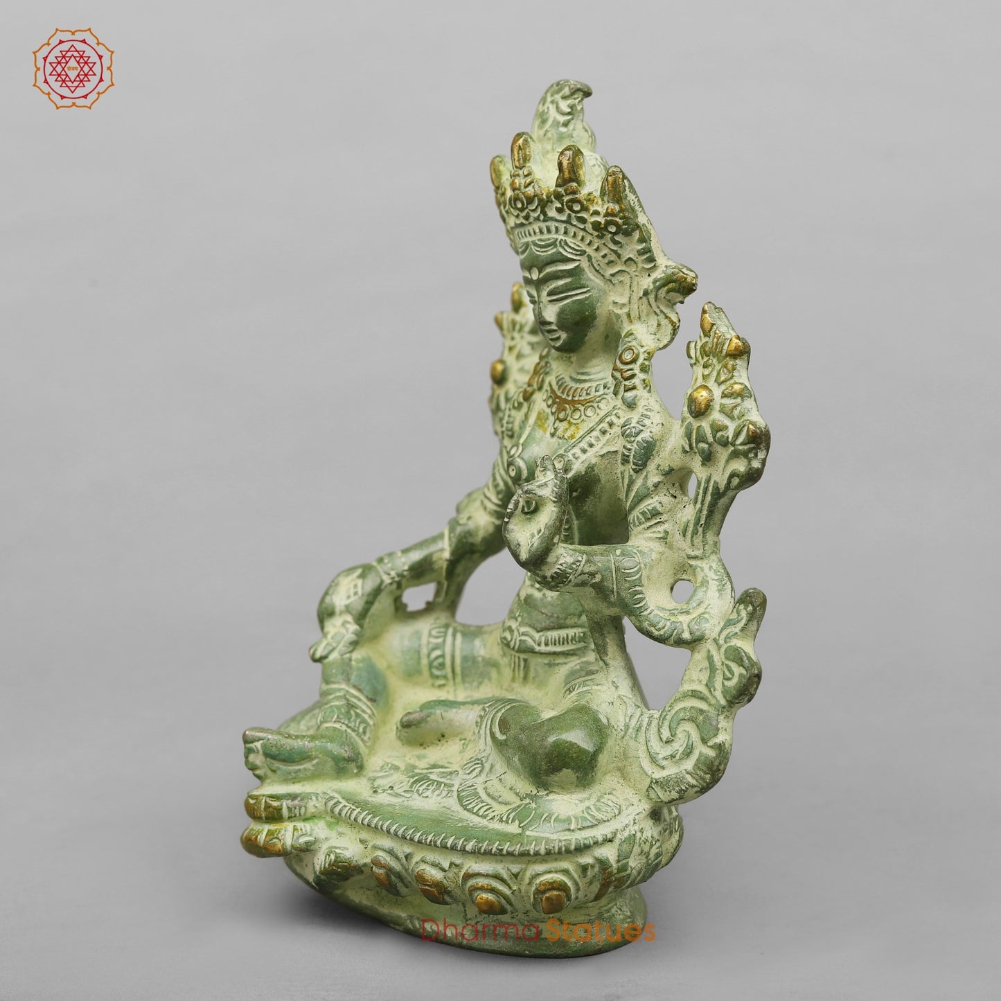 Brass Green Tara Seated, Green Patina finish 6”