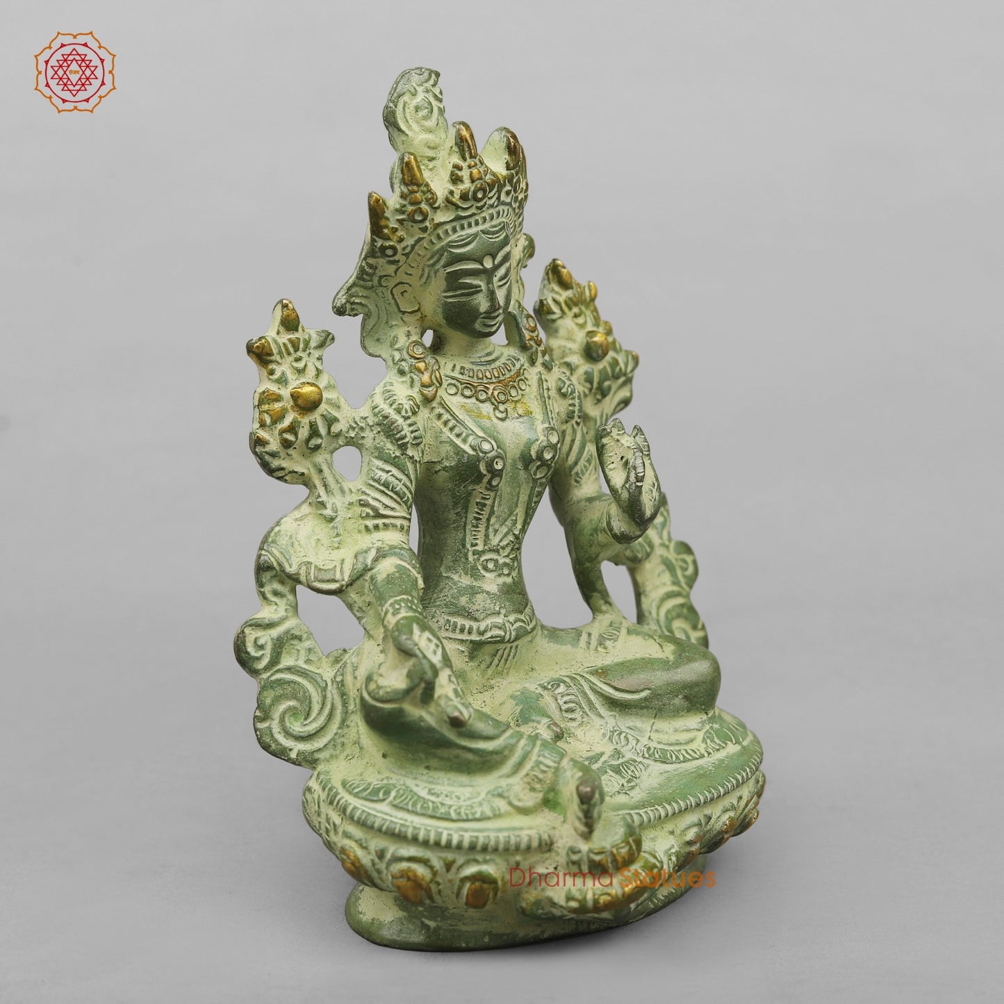 Brass Green Tara Seated, Green Patina finish 6”