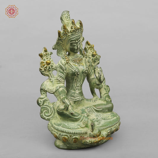Brass Green Tara Seated, Green Patina finish 6”