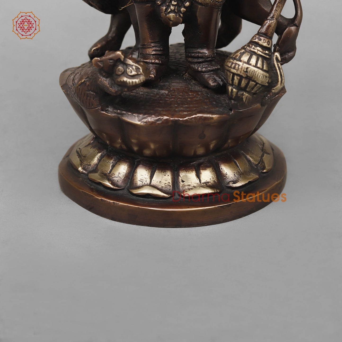 Brass Raksha Ganesh Fine, Antique Copper Finish 11”