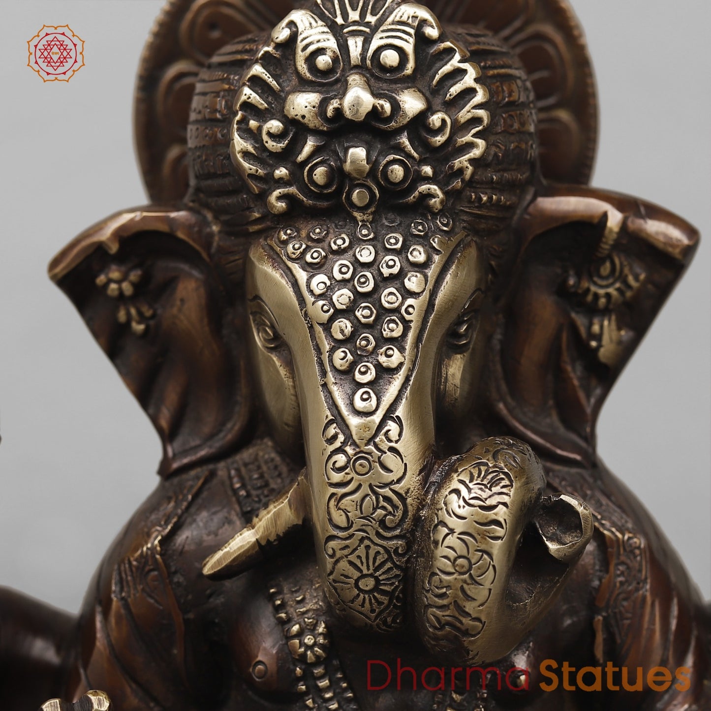 Brass Dagru Seth Ganesh Fine, Antique Copper Finish 9”