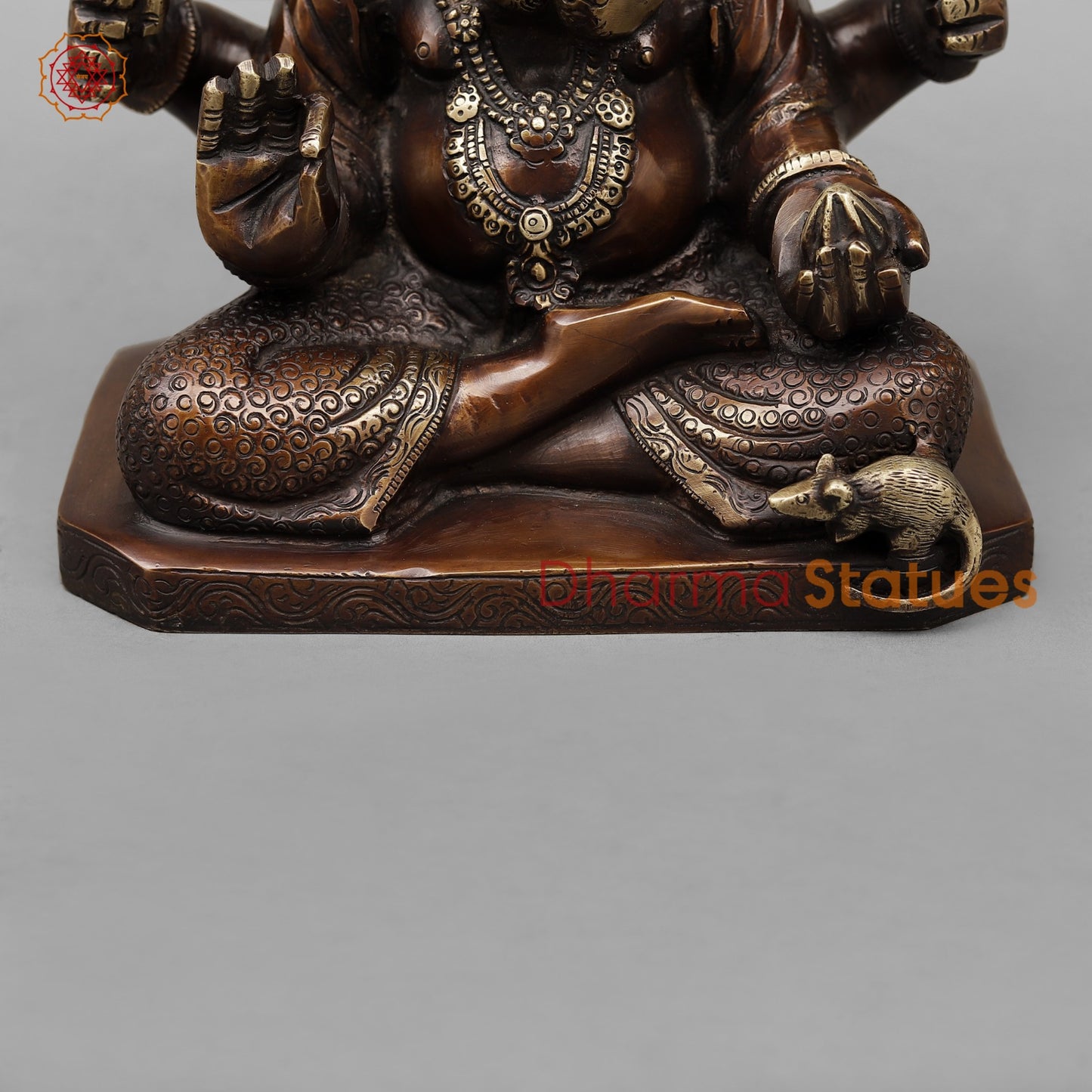 Brass Dagru Seth Ganesh Fine, Antique Copper Finish 9”